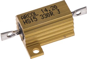 Фото 1/4 330Ω 15W Wire Wound Chassis Mount Resistor HS15 330R J ±5%