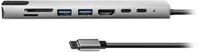 Bion Мульти переходник USB Type-C - 2*USB Type-C/2*USB-A 3.0/HDMI/SD/TF/RJ-45 100мб/с, 100W, длина кабеля 20см [BXP-A-USBC-MULTI-01]