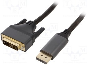 CC-DPM-DVIM-4K-6, Кабель; вилка DisplayPort,DVI-D (24+1) вилка; 1,8м; черный