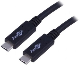 49254, Кабель; USB 3.2; с обеих сторон,вилка USB C; 1м; черный; 20Гбит/с