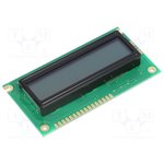 RC1602A-GHW-ESX, Дисплей LCD, алфавитно-цифровой, STN Positive, 16x2, серый, LED