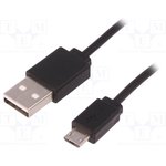 50499, Кабель USB 2.0 вилка USB A,вилка micro USB B 1м черный