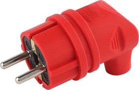Вилка ЭРА V9-RED-IP44 каучуковая с заземлением 90 градусов 16A IP44 красная Б0044549