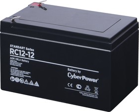 Фото 1/4 Аккумуляторная батарея CyberPower RC 12-12 12В/12Ач, клемма F2 (151х98х93мм (98мм); 3,8кг; Срок службы 6лет)