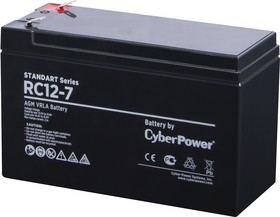 Фото 1/6 RC 12-7, Батарея аккумуляторная для ИБП CyberPower Standart series RС 12-7, Аккумуляторная батарея SS CyberPower RC 12-7 / 12 В 7 Ач