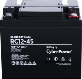 Фото 1/4 RC 12-45, Батарея аккумуляторная для ИБП CyberPower Standart series RС 12-45, Аккумуляторная батарея SS CyberPower RC 12-45 / 12 В 50 Ач