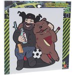 VRC 606-13, Наклейка виниловая "Мужик и медведь" 10х10см MASHINOKOM