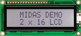 MC21605C6W-FPTLWS-V2, MC21605C6W-FPTLWS-V2 Alphanumeric LCD Alphanumeric Display, 2 Rows by 16 Characters
