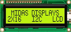 MC21605C6W-SPTLYI-V2, MC21605C6W-SPTLYI-V2 Alphanumeric LCD Alphanumeric Display, 2 Rows by 16 Characters