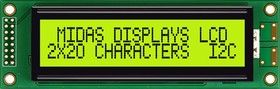 MC22005A6W-SPTLYI-V2, MC22005A6W-SPTLYI-V2 Alphanumeric LCD Alphanumeric Display, 2 Rows by 20 Characters