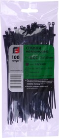 1003150-1, Хомут-стяжка 150х3.0 пластик черный (100шт.) FORTISFLEX
