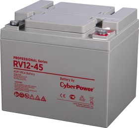 Фото 1/3 Аккумуляторная батарея CyberPower RV 12-45 12В/45Ач, клемма Болт М6 (197х165х170мм (170мм); 14,5кг; Срок службы