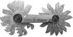 YT-29982, Резьбомер 28 пр: для наружних и внутренних резьб, Уитворта 4 - 62 витков на дюйм