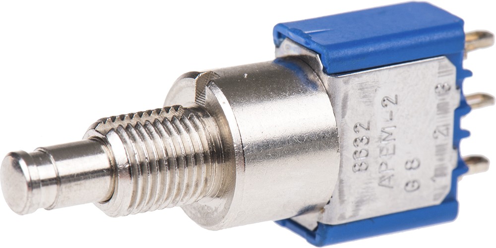 8636ADBK, Miniature Push Button Switch, Latching, Panel Mount, 6.5mm ...