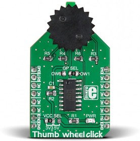 MIKROE-2366, Thumbwheel Click Switch Sensor Add-On Board for DS2408 for Instrument, Machines