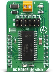 MIKROE-3879, DC Motor 10 Click DC Motor Driver for TLE 6208-6 G