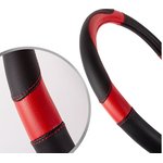 Чехол на руль искусственная кожа Black+Red R99208