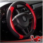 Чехол на руль искусственная кожа Black+Red R99208