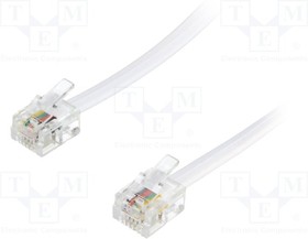TEL-RJ11-WH/02, Соединительный телефонный кабель 2x plug RJ11, white, 2m