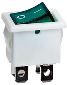 Фото 1/5 R19-20IWGNBT2-G, переключатель клавишный ON-OFF 250В 6A белый с зеленой подсветкой (аналог B1151W)