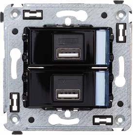 Фото 1/10 DKC USB зарядное устройство в стену, "Avanti", "Черный квадрат"