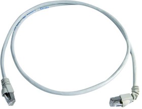 L00001A0155, Cat6a Right Angle Male RJ45 to Male RJ45 Ethernet Cable, S/FTP, Grey LSZH Sheath, 2m