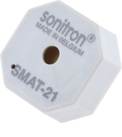 Фото 1/5 SMAT-21-P10, 90dB Through Hole Continuous External Piezo Buzzer, 21 x 21 x 9.5mm, 0V ac Min, 30V ac Max