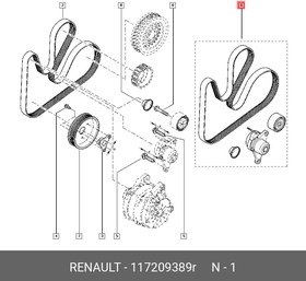 117209389R, Комплект поликлинового ремня 2.0dCi RENAULT: MASTER \ OPEL: MOVANO