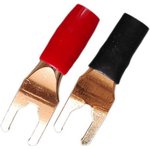 Вилка акустическая металл позолоченная на кабель, пайка, красная и черная, PL2249