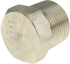 Фото 1/3 Stainless Steel Pipe Fitting Hexagon Plug, Male NPT 1in