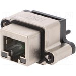 MRJR-9481-MC, Гнездо, RJ45, с LED, IP67, на панель, THT, прямой