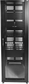 Фото 1/10 Шкаф серверный ПРОФ напольный 42U (800x1000) дверь перфор., задние двойные перфор., черный, в сборе