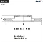 Диск тормозной пер. ADVICS ADVICS H6F233B