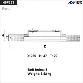 Диск тормозной пер. ADVICS H6F233B