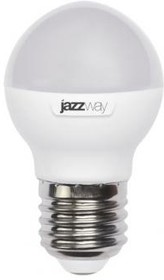 Фото 1/3 Jazzway Лампа светодиодная (LED) «шар» d45мм E27 180° 7Вт 220-240В матовая нейтральная холодно-белая 5000К