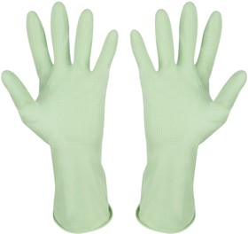 Перчатки латексные с хлопковым напылением, зеленые, размер S 101278