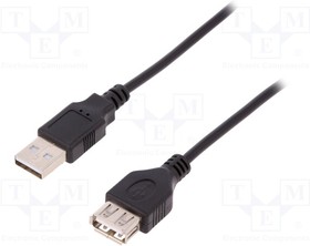 AK-300200-018-S, Cable; USB 2.0; USB A socket,USB A plug; nickel plated; 1.8m