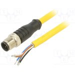 C5A06M005, Соединительный кабель; M12; PIN: 5; прямой; 5м; вилка; 250ВAC; 4А