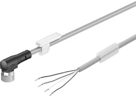 Фото 1/2 NEBU-M8W4-K-2.5-LE4, Connecting Cable, Angled, 4-pin M8 Socket - Open End, 4 Wires, Polypropylene, 2.5m