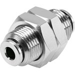 NPQH-H-Q4-E-P10, Bulkhead Tube-to-Tube Adaptor, Push In 4 mm to Push In 4 mm ...