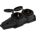 Колодка ЭРА KX-2e-B-IP44 каучуковая с заземлением 2 розетки 16A IP44 черная Б0068451