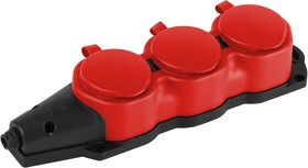 Фото 1/6 Колодка ЭРА KX-3e-RED-IP44 каучуковая с заземлением 3 розетки 16A IP44 красная Б0068393