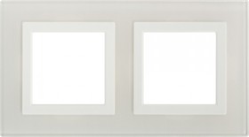 Фото 1/10 DKC Рамка из натурального стекла, "Avanti", белая, 2 поста (4 мод.)