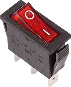 Фото 1/5 36-2210, Выключатель клавишный 250V 15А (3с) ON-OFF красный с подсветкой (RWB-404, SC-791, IRS-101-1C)
