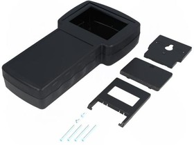 Фото 1/3 G828B(O)BC, 210x110x40.5мм, ABS пластик, чёрный, вырез под дисплей, отсек для батарей / G828B(O)BC