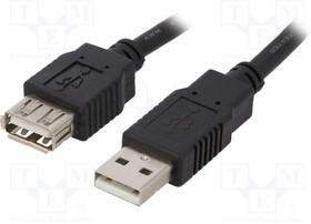 CAB-USB2AAF/3-BK, Кабель, USB 2.0, гнездо USB A,вилка USB A, Дл.кабеля 3м, черный