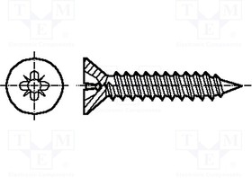 B2.9X9.5/B14066, Шуруп для листов потай голов Pozidriv оцинкованный ST2,9x9,5мм