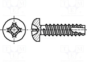 B2.2X6.5/BN1016, Винт с цилиндрической головкой Phillips самонарез. M2,2x6,5мм