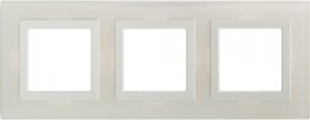 Фото 1/10 DKC Рамка из натурального стекла, "Avanti", белая, 3 поста (6 мод.)