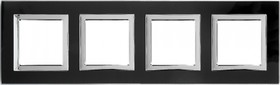 Фото 1/10 DKC Рамка из натурального стекла, "Avanti", черная, 4 поста (8 мод.)